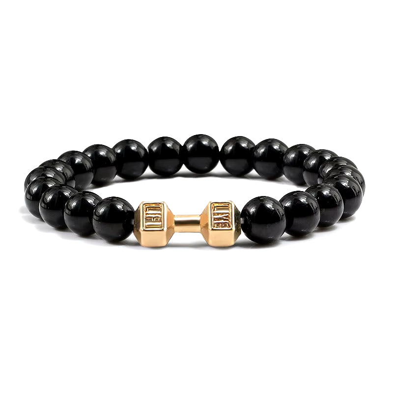 Natural Stone Dumbbell Bead Bracelet - Energy Weight Jewelry for Men, Women, and Couples