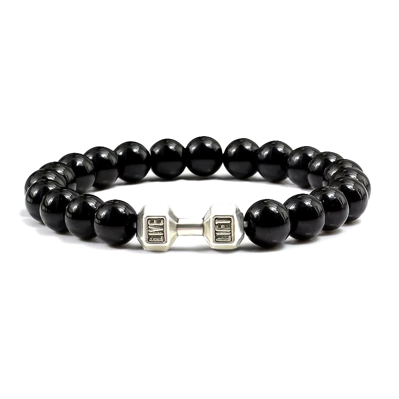 Natural Stone Dumbbell Bead Bracelet - Energy Weight Jewelry for Men, Women, and Couples