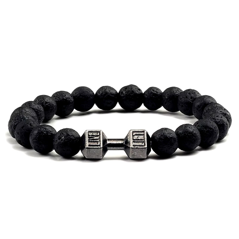 Natural Stone Dumbbell Bead Bracelet - Energy Weight Jewelry for Men, Women, and Couples
