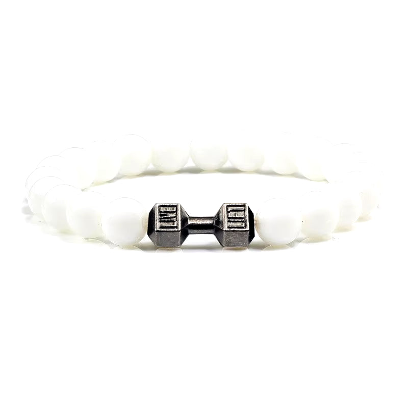 Natural Stone Dumbbell Bead Bracelet - Energy Weight Jewelry for Men, Women, and Couples