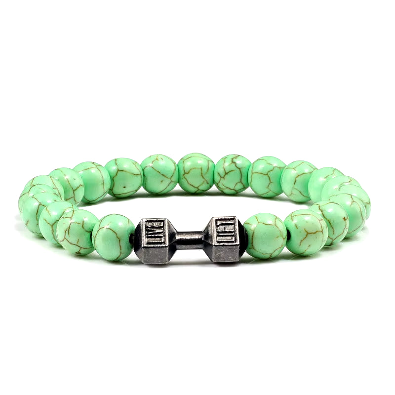 Natural Stone Dumbbell Bead Bracelet - Energy Weight Jewelry for Men, Women, and Couples
