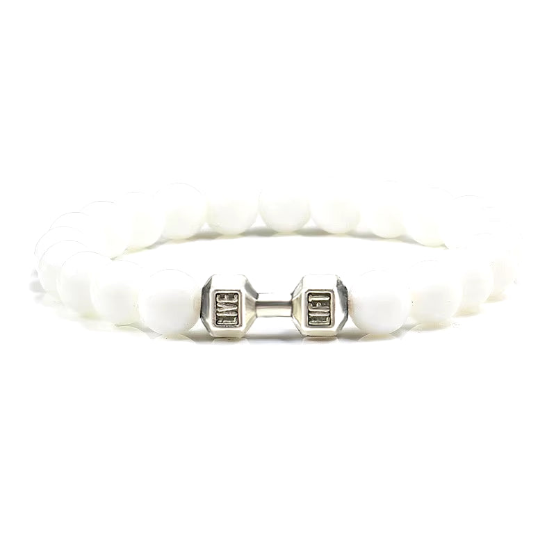 Natural Stone Dumbbell Bead Bracelet - Energy Weight Jewelry for Men, Women, and Couples