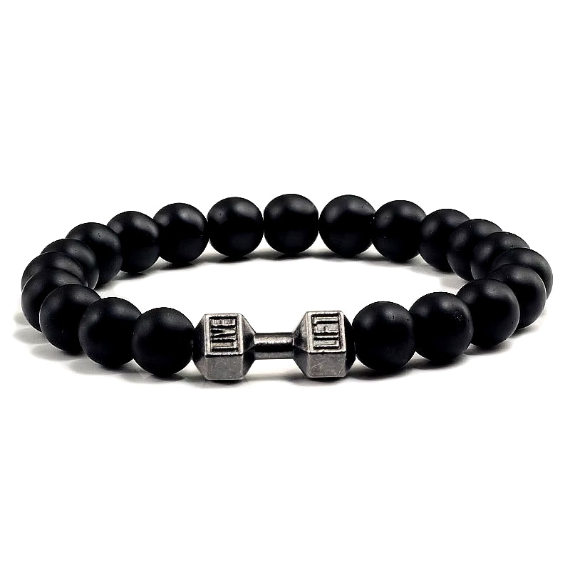 Natural Stone Dumbbell Bead Bracelet - Energy Weight Jewelry for Men, Women, and Couples