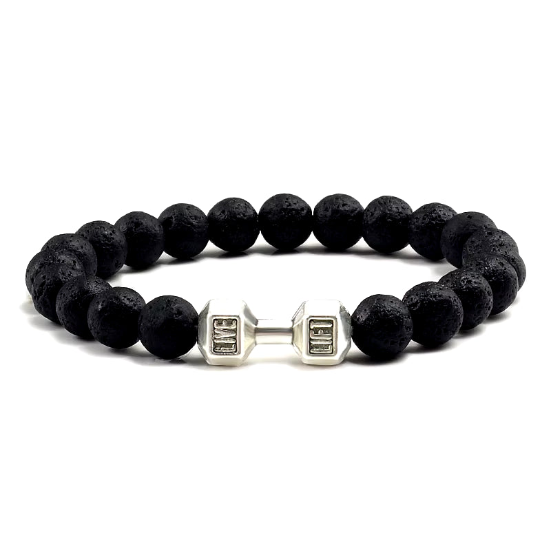 Natural Stone Dumbbell Bead Bracelet - Energy Weight Jewelry for Men, Women, and Couples