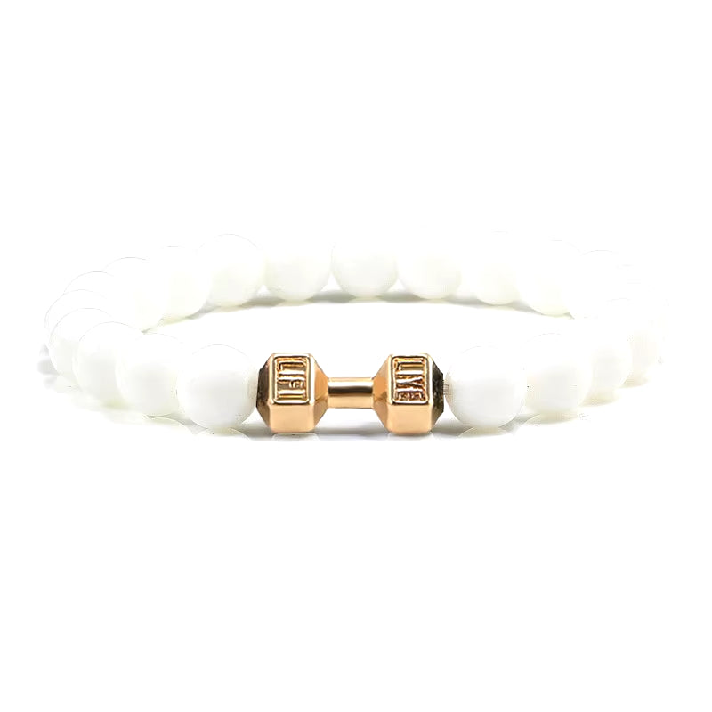 Natural Stone Dumbbell Bead Bracelet - Energy Weight Jewelry for Men, Women, and Couples