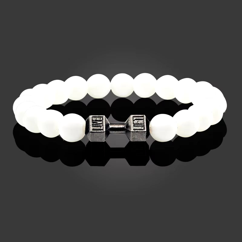 Natural Stone Dumbbell Bead Bracelet - Energy Weight Jewelry for Men, Women, and Couples