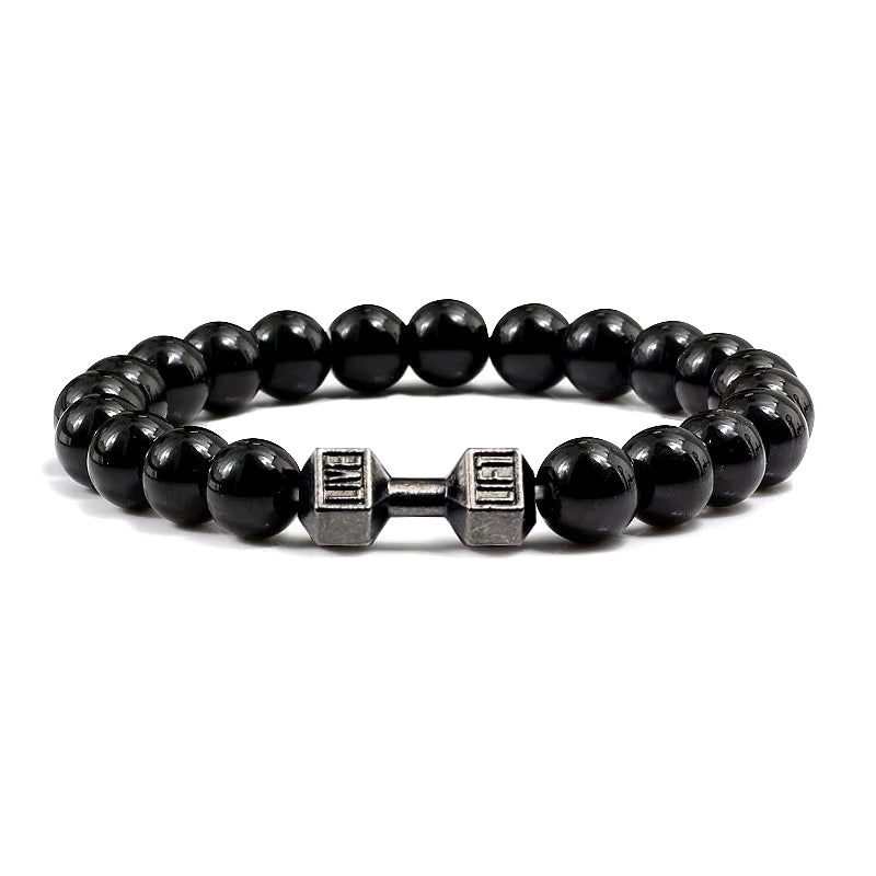 Natural Stone Dumbbell Bead Bracelet - Energy Weight Jewelry for Men, Women, and Couples